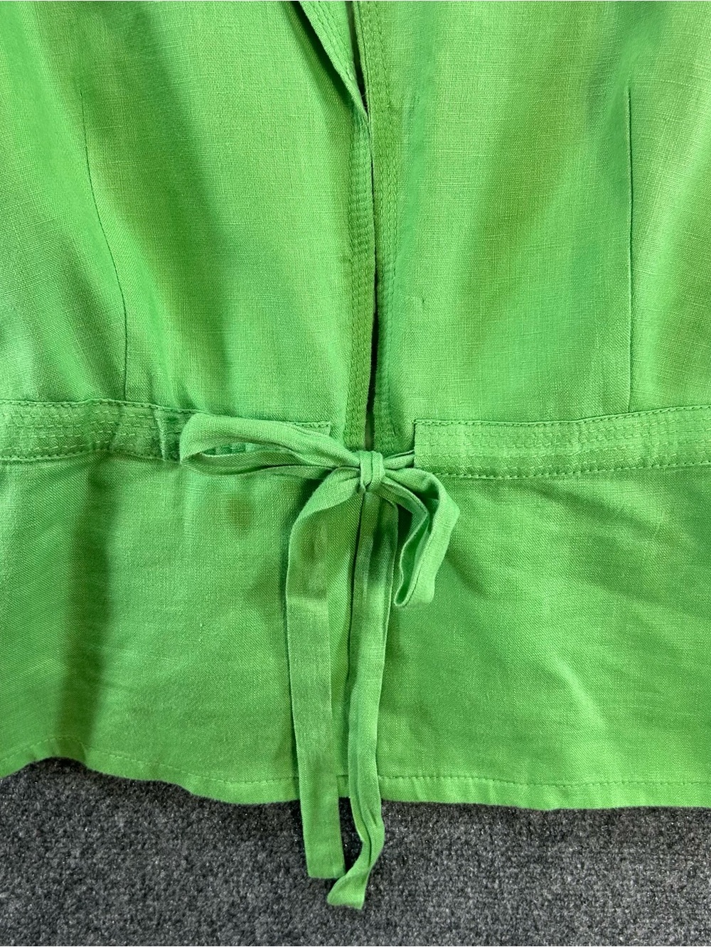 JM Collection Womens Green 100% Linen 2pc Set Blazer Sz 16 Cropped Pants Sz 14 - Picture 3 of 16